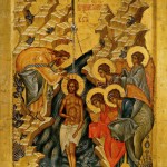 Икона Крещение Господне. 15 век, школа Андрея Рублева