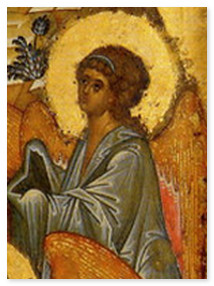 Икона Крещение Господне. 15 век, школа Андрея Рублева. Фрагмент