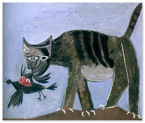 Кошка схватившая птицу 1938