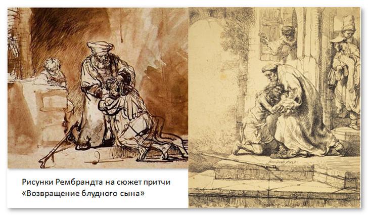 Рисунки Рембрандта на сюжет притчи Возвращение блудного сына